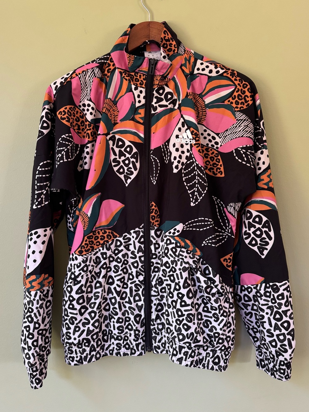 Adidas x FARM Rio Colab Print Wildflower Leopard Lightweight Windbreaker Jacket